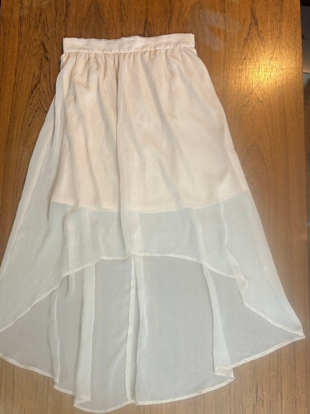 Bar 111 Baby Pink Mini Skirt with Sheer Long High-Low Overlay
